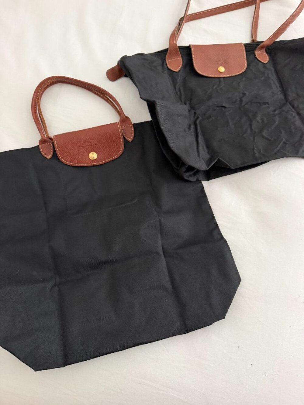 Longchamp Black Le Pliage Medium and Replay Tote Bundle